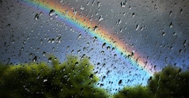 Rain with rainbow